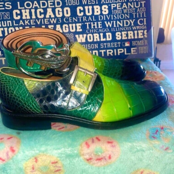 Sir Reynard Multicolored Alligator Shoes SZ10 and Mauri Belt SZ 40 inches main image 5
